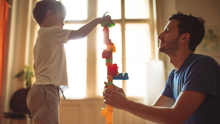 Child Life Insurance – Father and son building with blocks