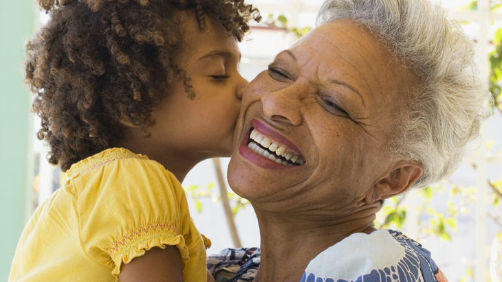 Guaranteed acceptance life insurance – child kissing grandmother